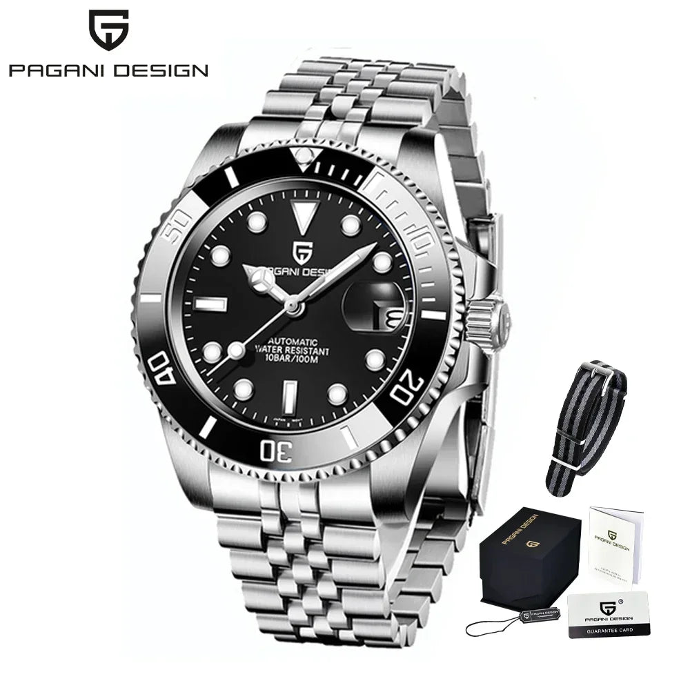 Pagani Design 2025 Men Automatic Mechanical Watch PD1661 NH35/8215 Dive Stainless Steel Waterproof Clock Sapphire Reloj Hombre