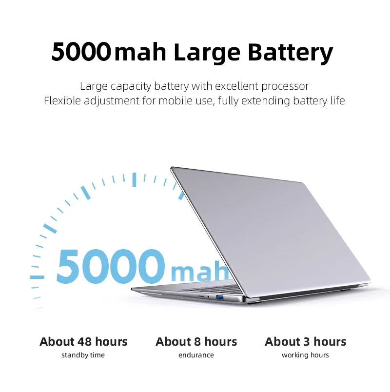 Ultra Slim Windows 11 Laptop Computer 14.1" 12GB RAM 512GB 1TB SSD Intel A3950 Notebook Gamer 1920*1080 Office Study Computer PC