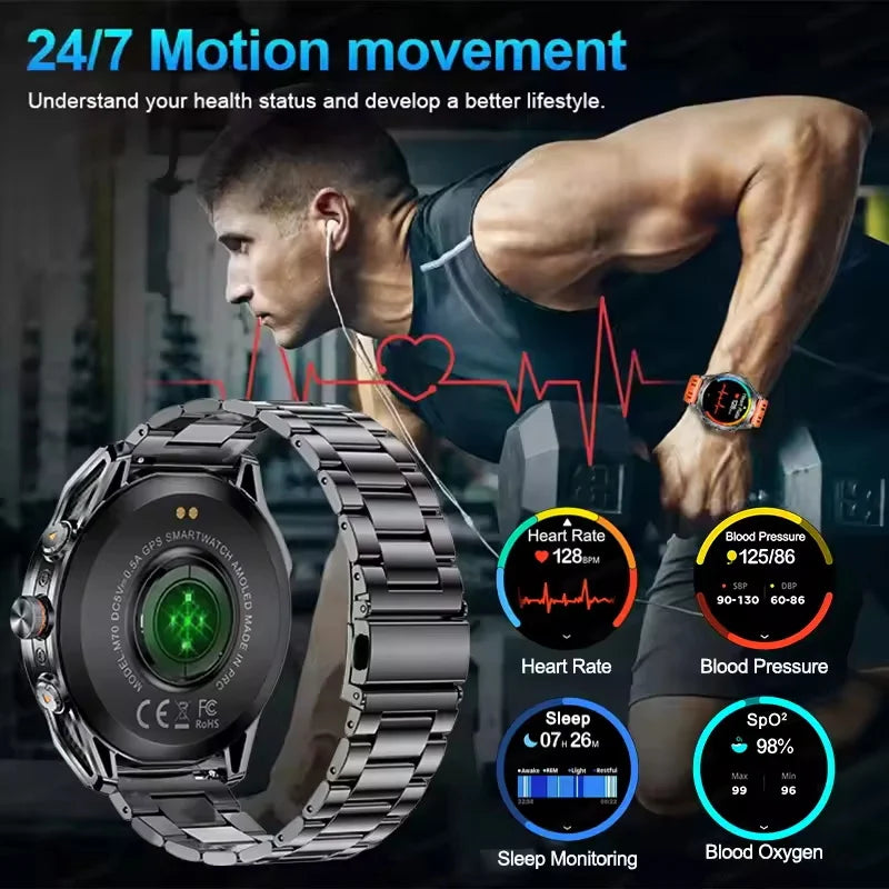 2025 New Military T-Rex 3 Ultra GPS Smart Watch 1000mAh Battery 10ATM Waterproof Compass Flashlight Sports trackr Smartwatch Men