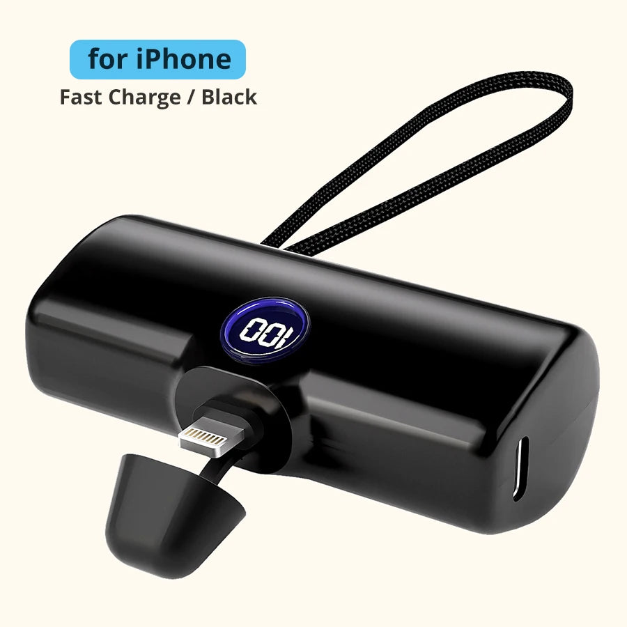 Fast Charge Portable Charger for iPhone Samsung Xiaomi Compact External Spare Battery Built-in Plug PD Fast Charging Power Bank