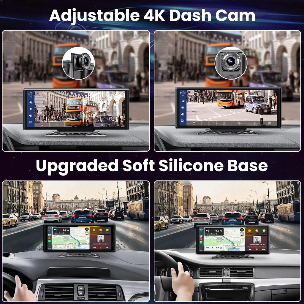 Srnubi 7/10.26" Wireless Carplay Screen for Car,Android Auto Dash Cam 4K Car DVR,1080P Rear Camera,Navigation Video Recorder,AUX