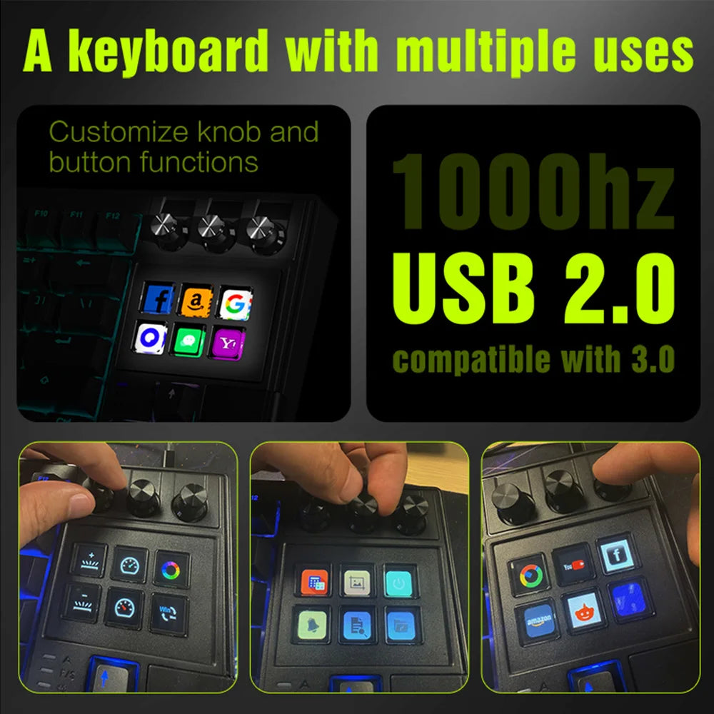 MRSVI K1 PRO Visual LCD AI Keyboard 80% Gaming Mechanical Keyboard Macro Red Axis Wired Detachable Cable RGB Backlight Hot Swap