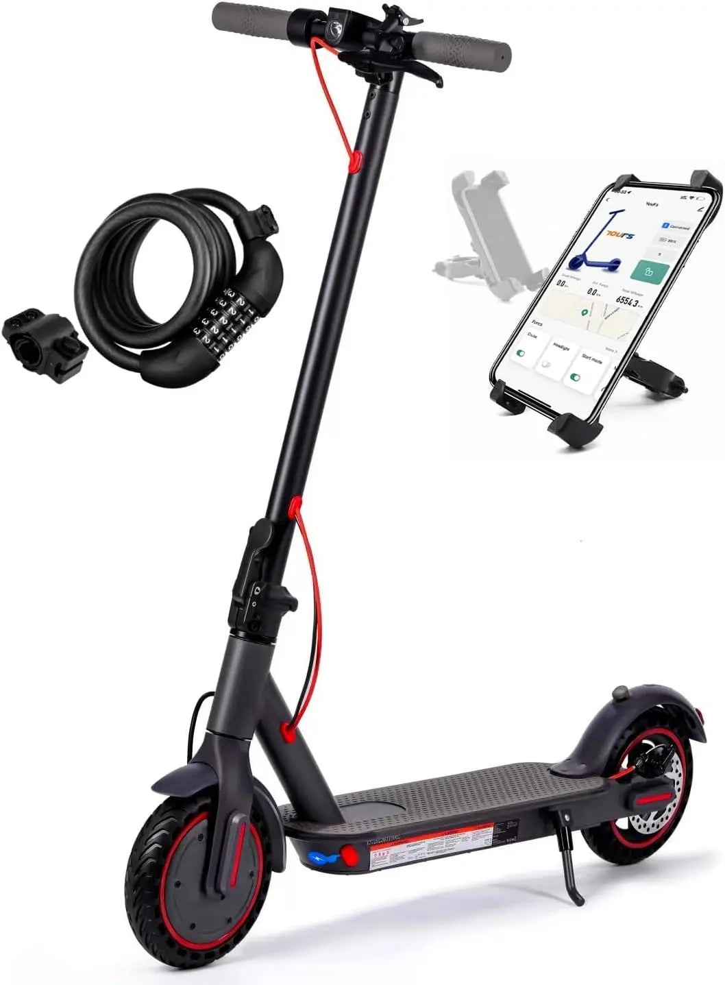 8.5 Inch Electric Scooter with App Function, with Mobile Phone Holder and Anti-Theft Protection, Foldable E Scooter, 25-30 km