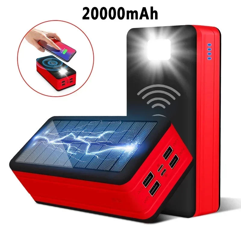 Oneplus 100000mAh Solar Power Bank 4USB 2.1A Large Capacity External Battery Mobile Phone Wireless Fast Charging Phone Accessory