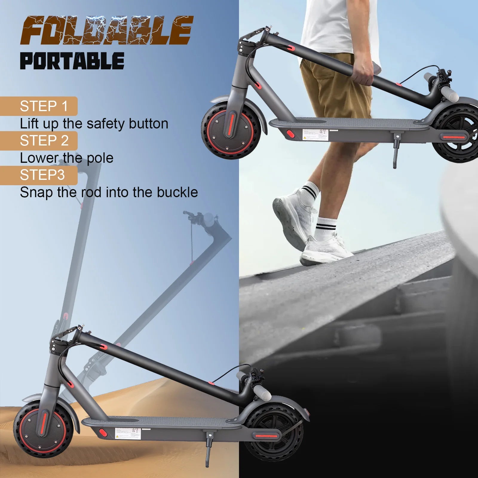 AOVOPRO LP80 10.5AH Electeric Scooter 35KM Top Travel Range Portable Escooter 31KM/H 350W Motor 500W Peak Power Electric Scooter