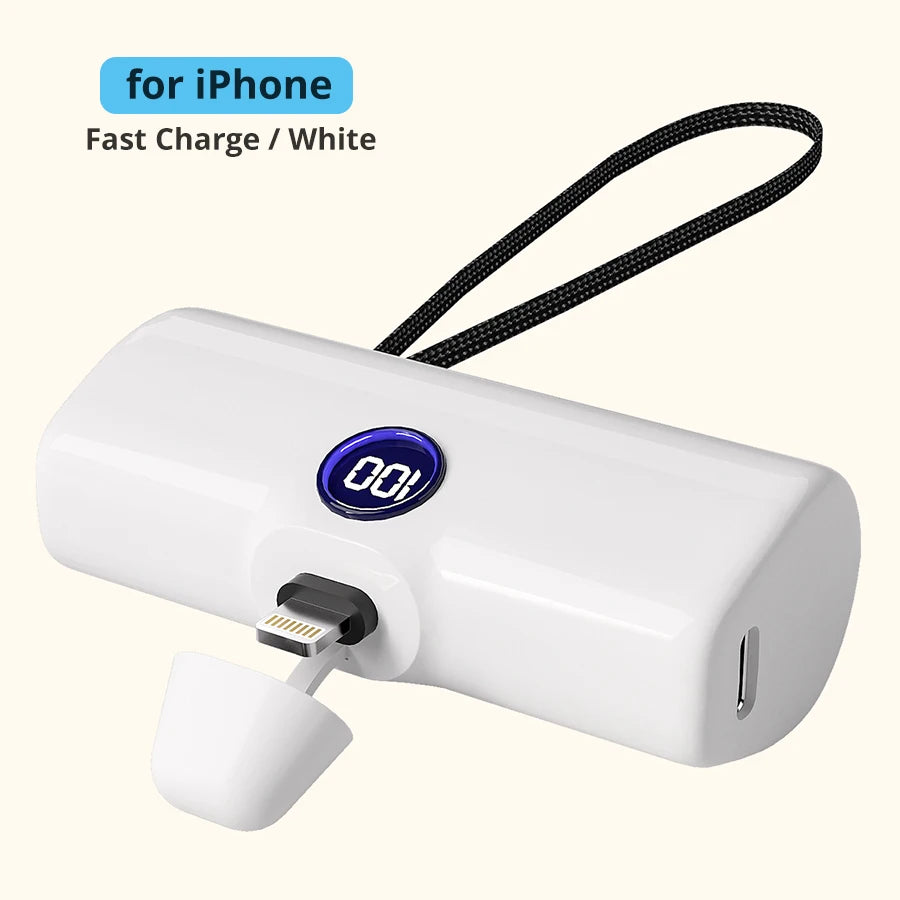 Fast Charge Portable Charger for iPhone Samsung Xiaomi Compact External Spare Battery Built-in Plug PD Fast Charging Power Bank