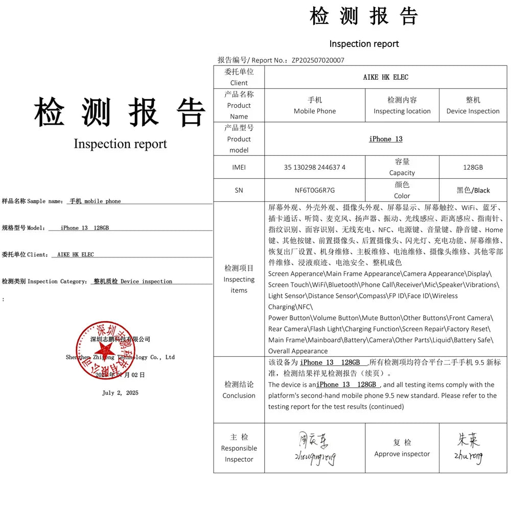 Refurborne phone Apple iPhone 13 "Genuine Super Retina OLED 128/256GB ROM Face ID IOS 5G Mobile Phone excellent condition