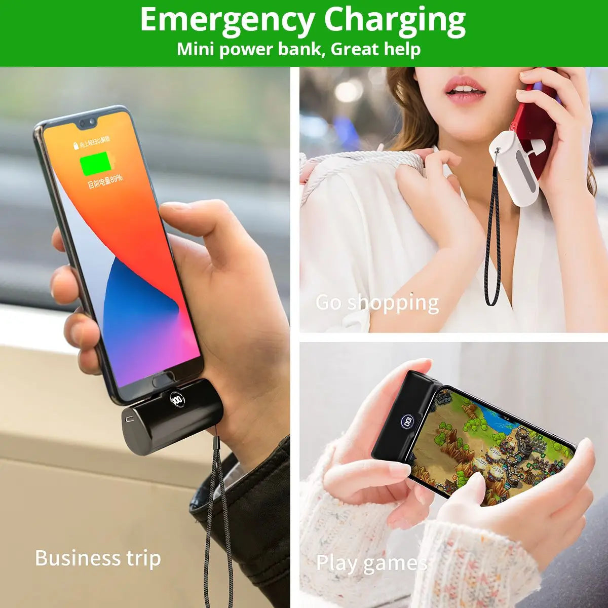 Fast Charge Portable Charger for iPhone Samsung Xiaomi Compact External Spare Battery Built-in Plug PD Fast Charging Power Bank