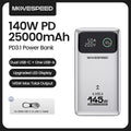 MOVESPEED M25Pro 140W Power Bank Fast Charge 145W Max 25000mAh External Battery PD3.1 Powerbank for iPhone MacBook Lenovo Laptop