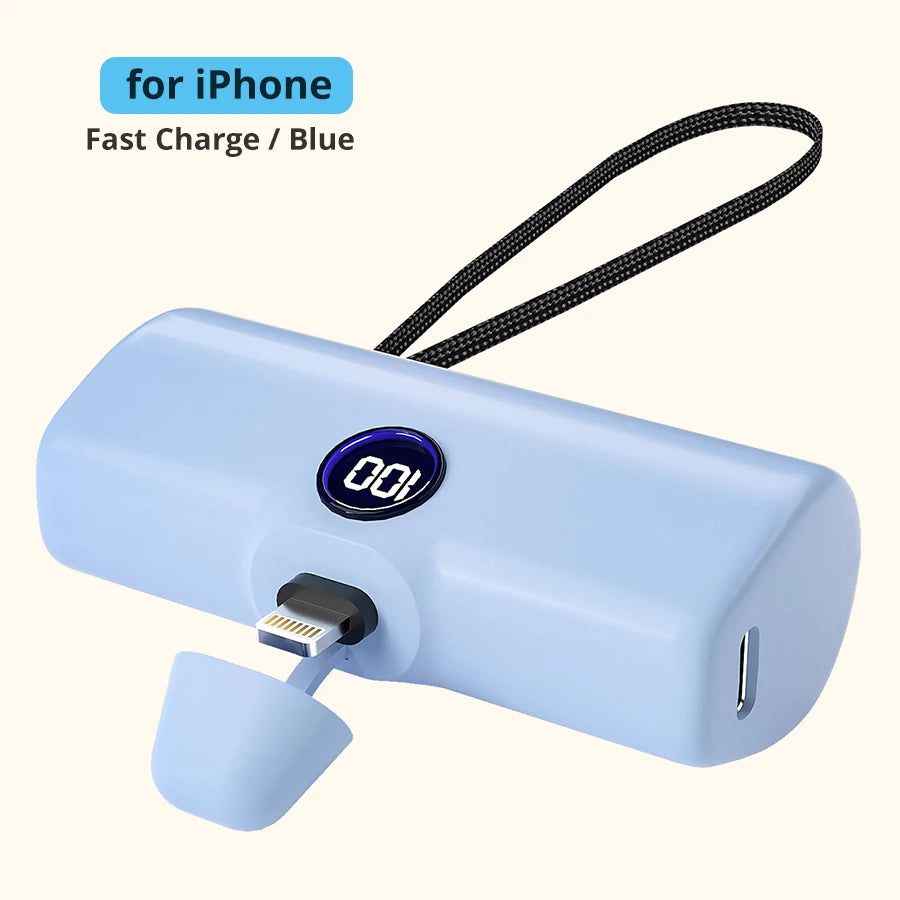 Fast Charge Portable Charger for iPhone Samsung Xiaomi Compact External Spare Battery Built-in Plug PD Fast Charging Power Bank