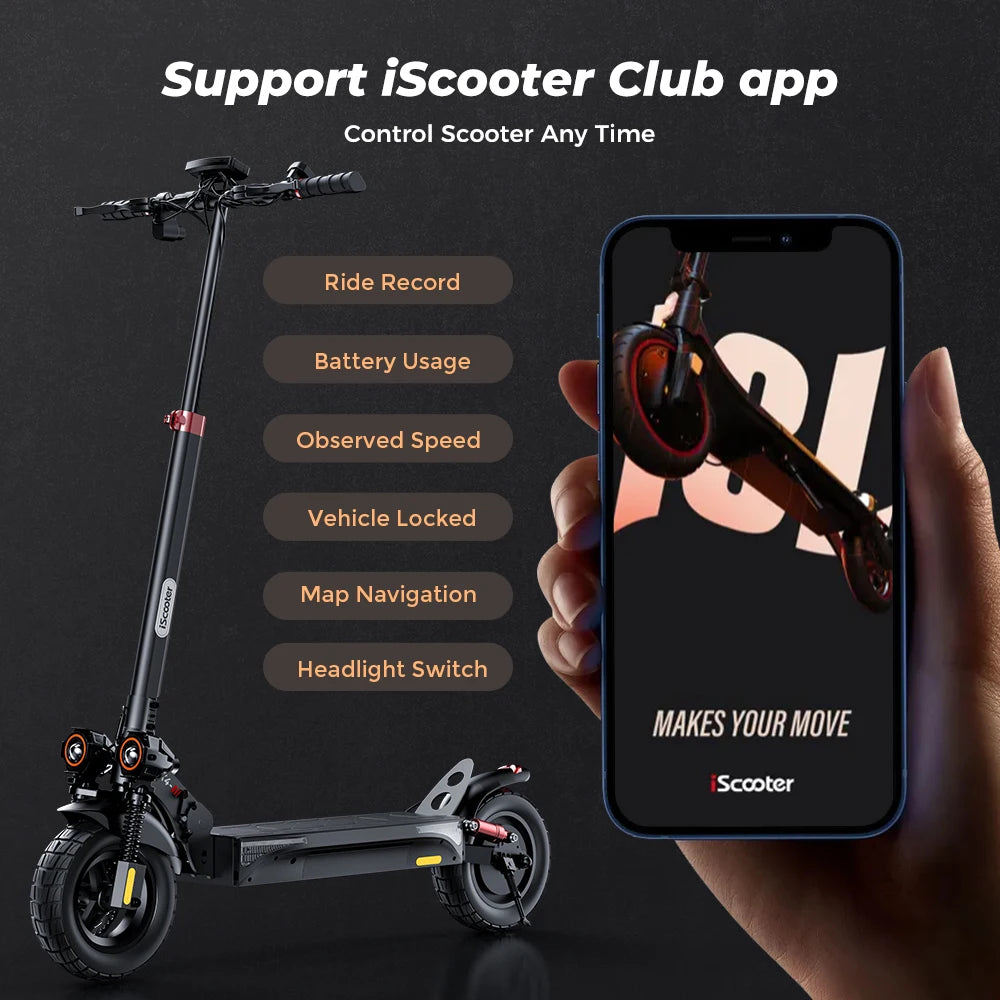 iScooter iX4 Electric Scooter 800W 15Ah Powerful Electric Kick Scooter Anti-skid Off-road Tire  45km Range eScooter 45km/h Speed
