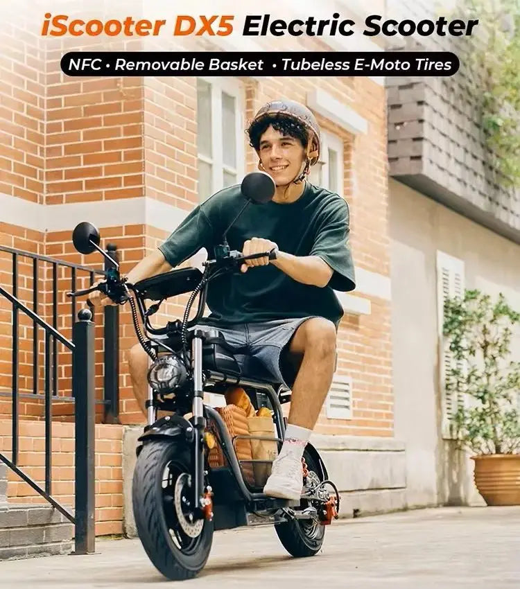 iScooter DX5 1500W 48V Non-Folding Electric Scooter 15.6Ah Durable Tires with Hydraulic Disc Brakes NFC Shopping E-Scooter