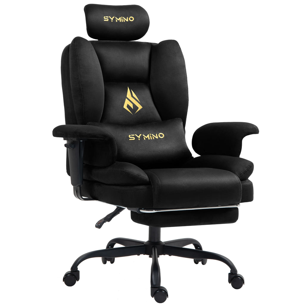 Symino Gaming Chair, Faux Suede Sofa-Style Office Chair with Footstool Height-Adjustable Office Chair, 130kg Capacity