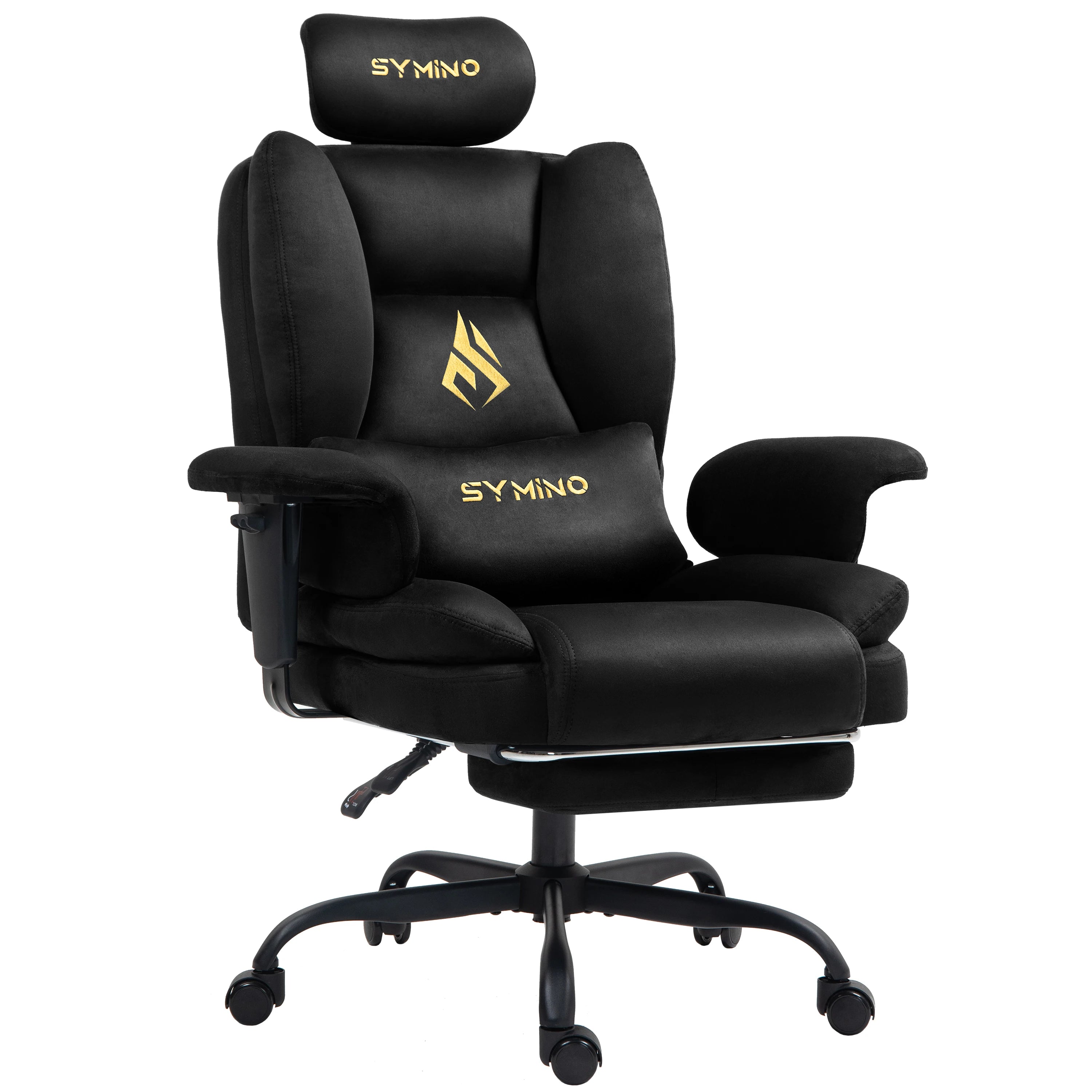 Symino Gaming Chair, Faux Suede Sofa-Style Office Chair with Footstool Height-Adjustable Office Chair, 130kg Capacity
