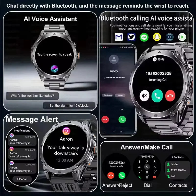 2025 New Military T-Rex 3 Ultra GPS Smart Watch 1000mAh Battery 10ATM Waterproof Compass Flashlight Sports trackr Smartwatch Men