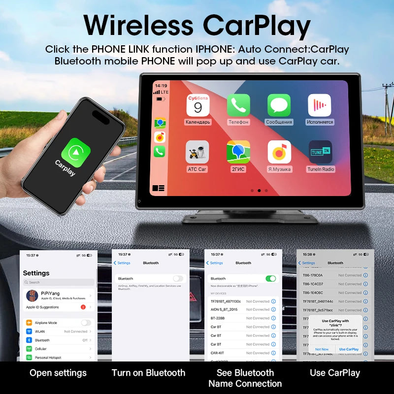 JMCQ 7/10 inch Carplay Car Smart Screen multimedia Video player Wireless Carplay Android Auto Car Radio for Apple Android Stereo