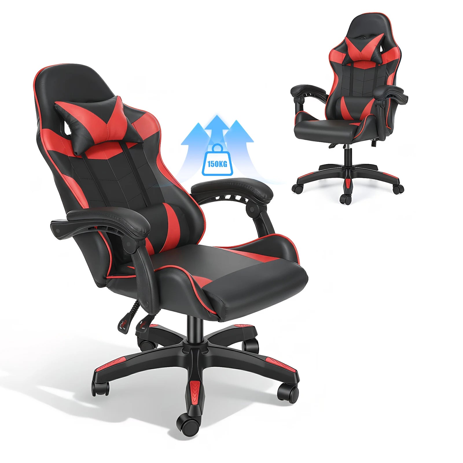 Gaming chair Ergonomic Swivel Chair Height Adjustable Office Chair Headrest Loin Pillow Padded Gaming armchair up to 150kg