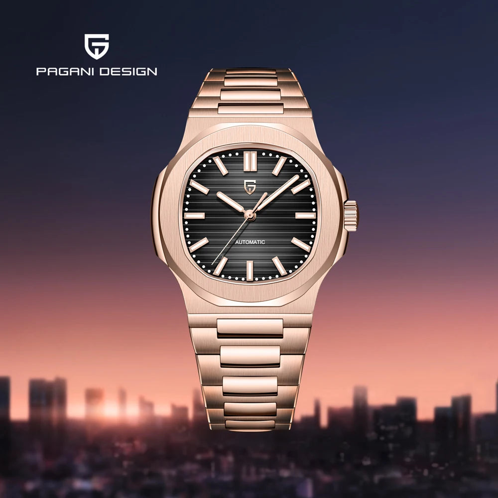 2025 New PAGANI DESIGN Rose Gold Men's Watches Luxury Automatic Watch For Men Mechanical Wristwatch Waterproof AR Sapphire Clock