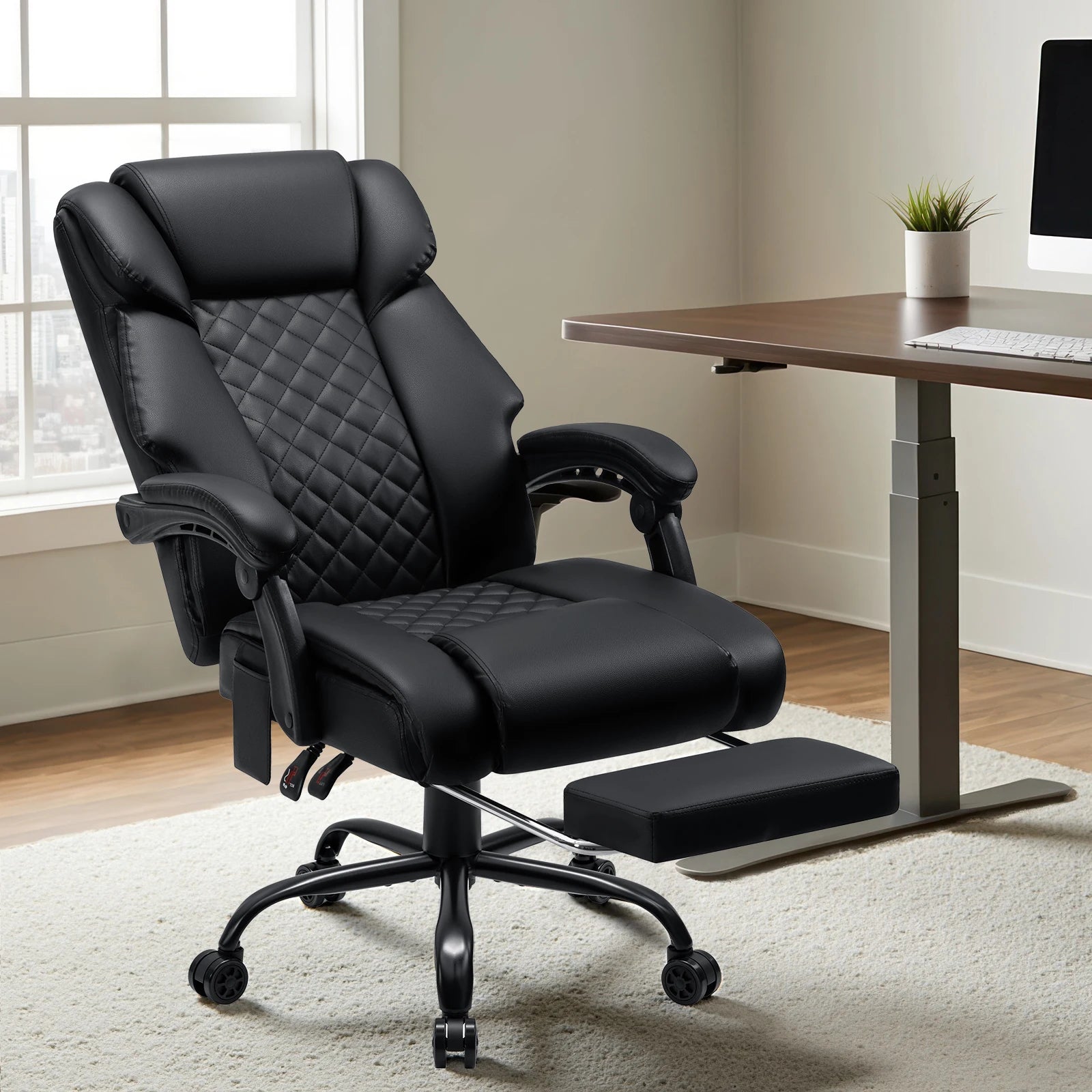 Gaming Chair Massage Office Chair Ergonomic with Heating and 7 Vibration Points Footrest, 200KG Load Capacity Executive Chair