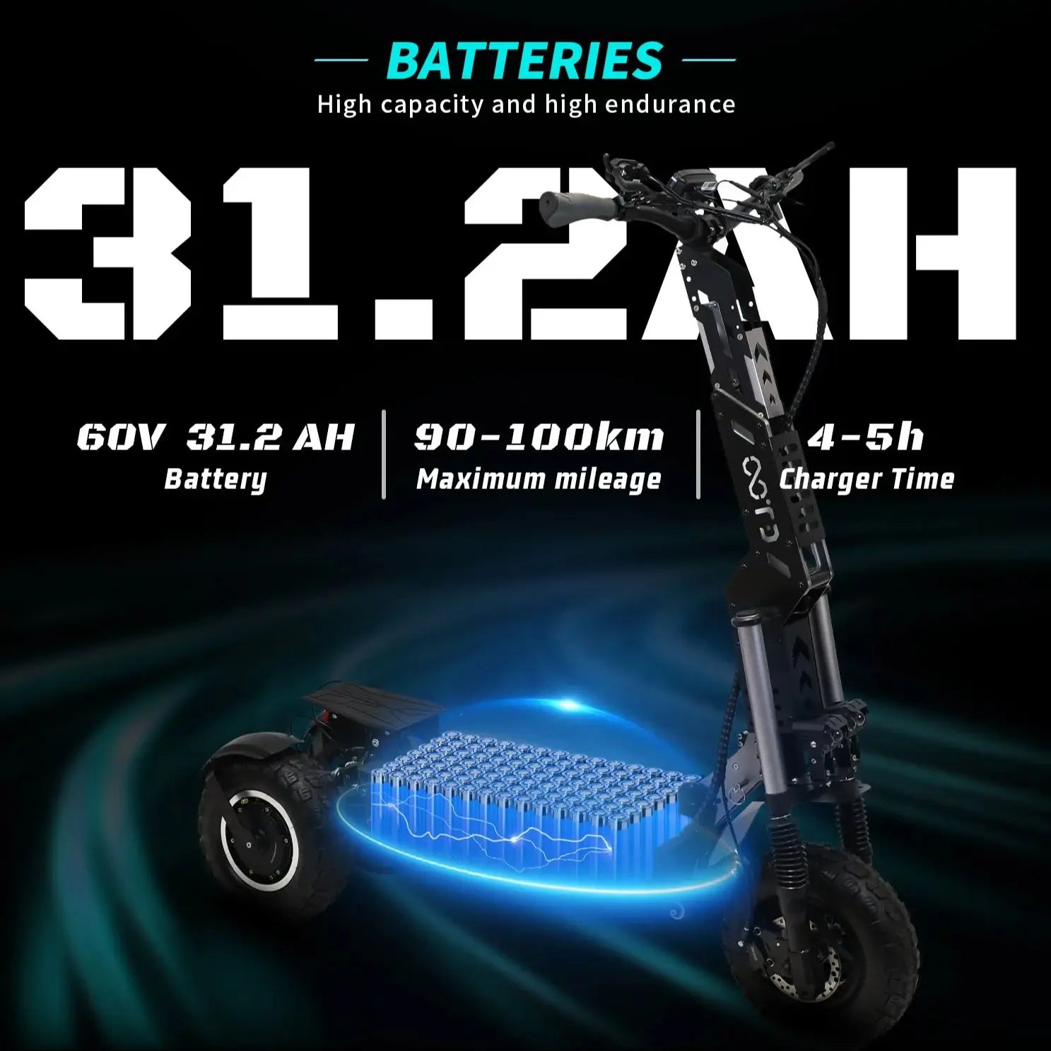 DUOTTS OOTD T30 Electric Scooter 3200W Motor City switching Scooter 60V 31.2Ah 55 km/h Max Speed 13 Inch Off-Road types E-Scooter