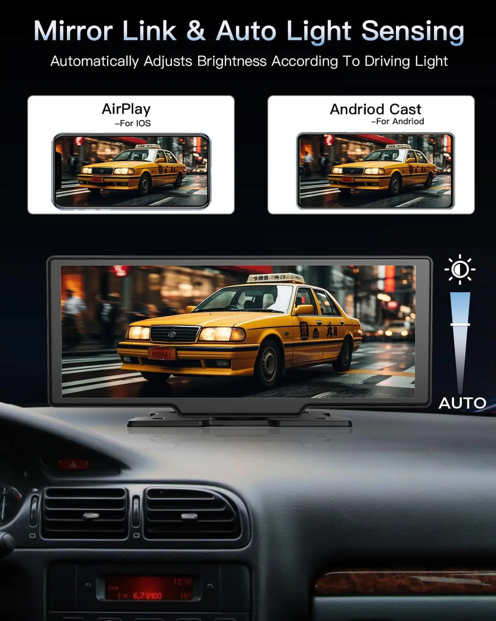 Srnubi 7/10.26" Wireless Carplay Screen for Car,Android Auto Dash Cam 4K Car DVR,1080P Rear Camera,Navigation Video Recorder,AUX