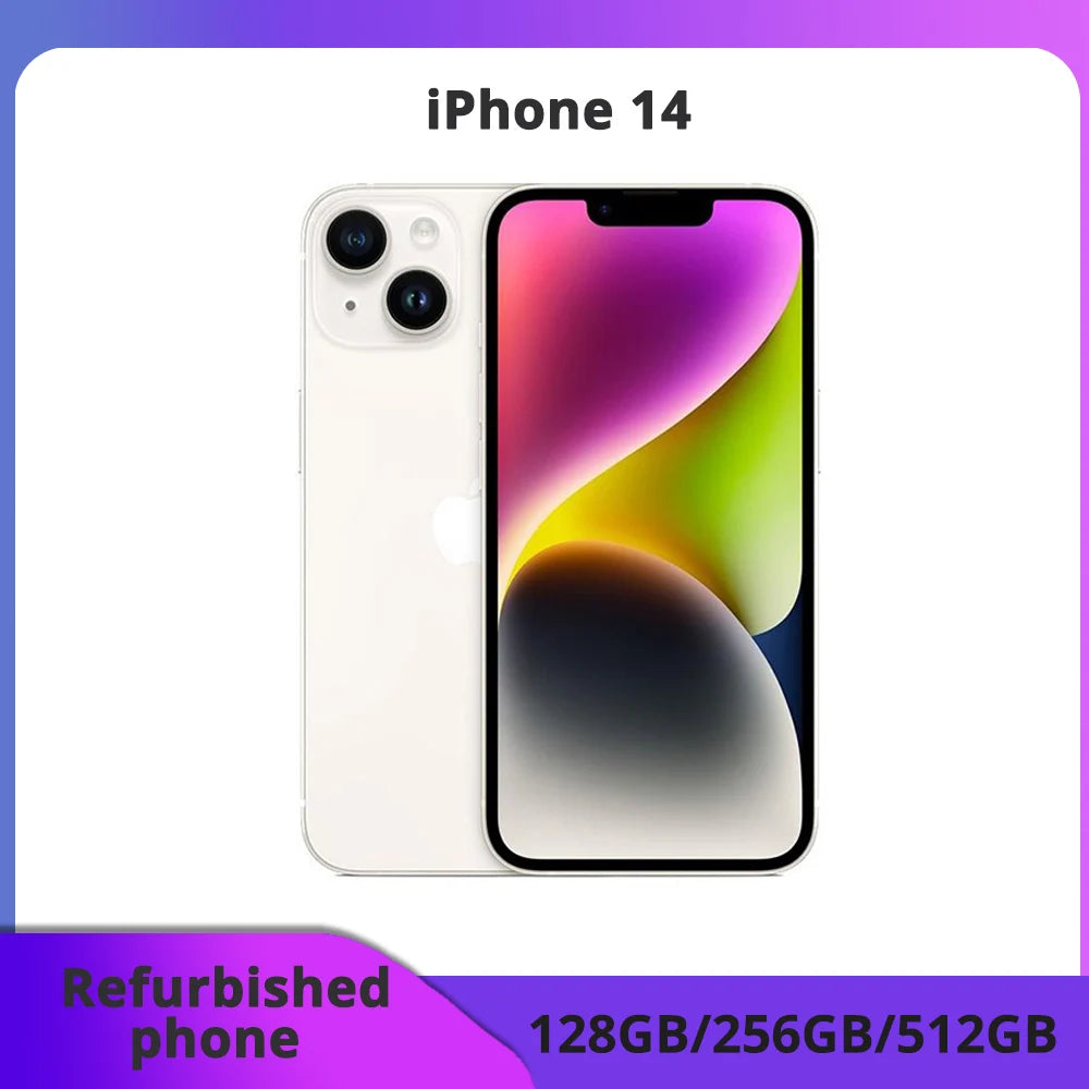 Refurborne phone APPLE iPhone 14 5G Mobile Phone 128GB/GB ROM Face ID "6.1 Super Retina OLED 12MP NFC excellent condition