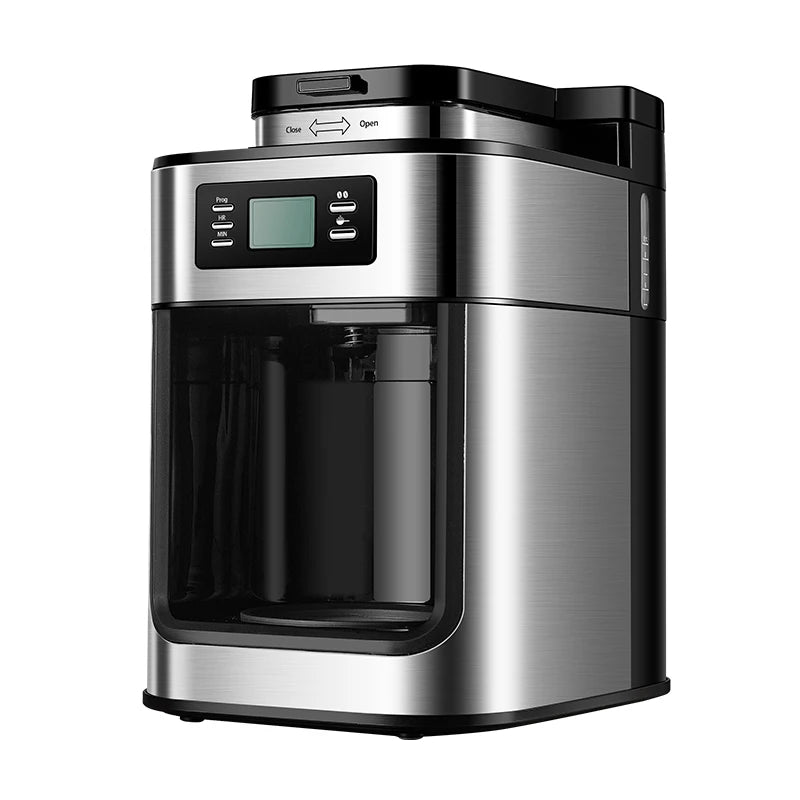 Fully Automatic 2 In1 Coffee Machine Maker Espresso Coffee Machine Drip Coffee Electric Bean Grinder with LED-Display Automatic