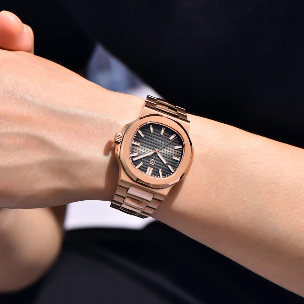 2025 New PAGANI DESIGN Rose Gold Men's Watches Luxury Automatic Watch For Men Mechanical Wristwatch Waterproof AR Sapphire Clock