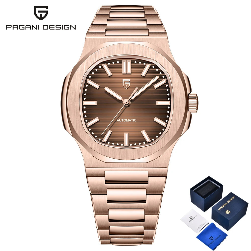 2025 New PAGANI DESIGN Rose Gold Men's Watches Luxury Automatic Watch For Men Mechanical Wristwatch Waterproof AR Sapphire Clock