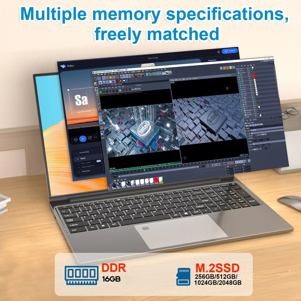 15.6" Intel Core i3 6100U Laptop Computer Windows 11 Pro 16GB RAM 512GB 1TB SSD Portable Notebook PC Office Study Laptops