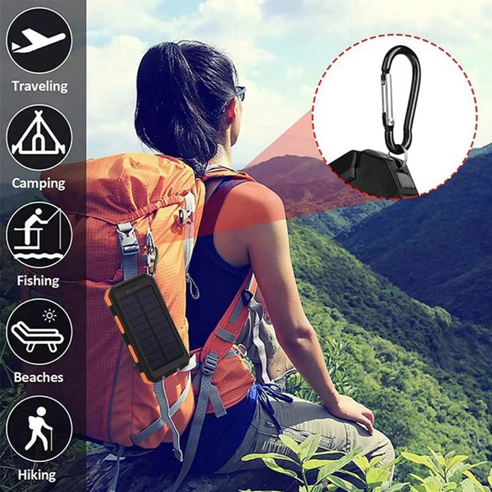 Solar Power Bank 80000mAh Portable Charging Poverbank External Battery Charger Strong Light LDE Light for All Smartphones