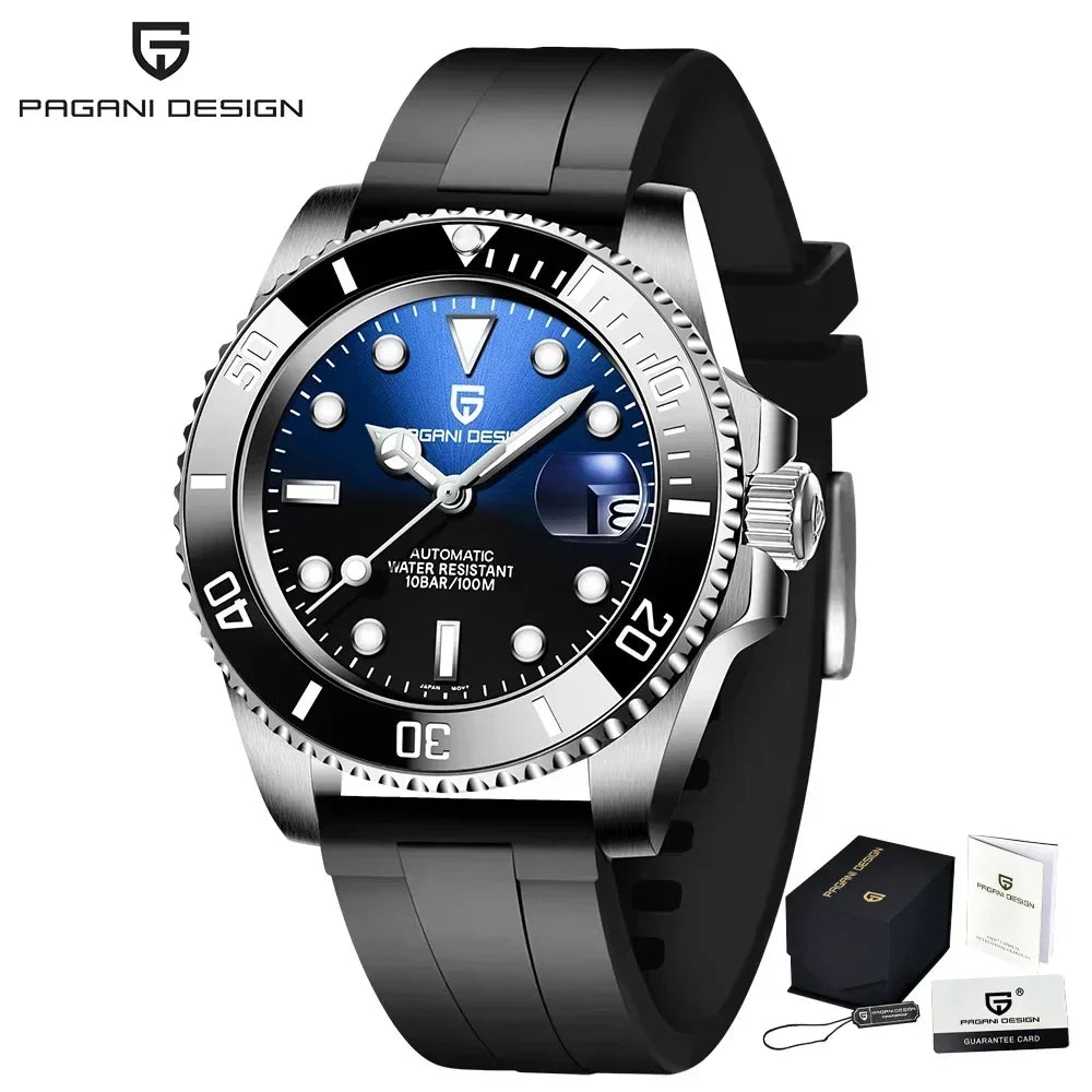 Pagani Design 2025 Men Automatic Mechanical Watch PD1661 NH35/8215 Dive Stainless Steel Waterproof Clock Sapphire Reloj Hombre