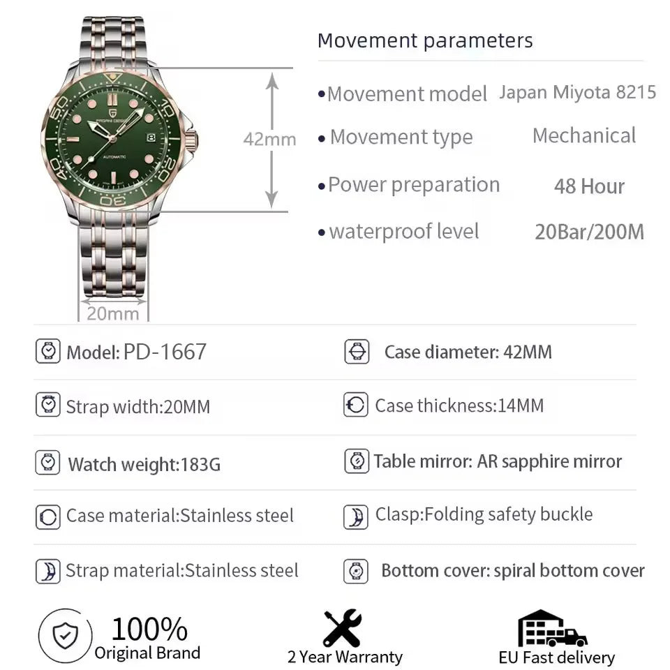 2026 PAGANI DESIGN New 007 Ceramic Bezel Men watch 316L All Steel Luminous Sapphire Man watch Mechanical Luxury Japan Movt Watch