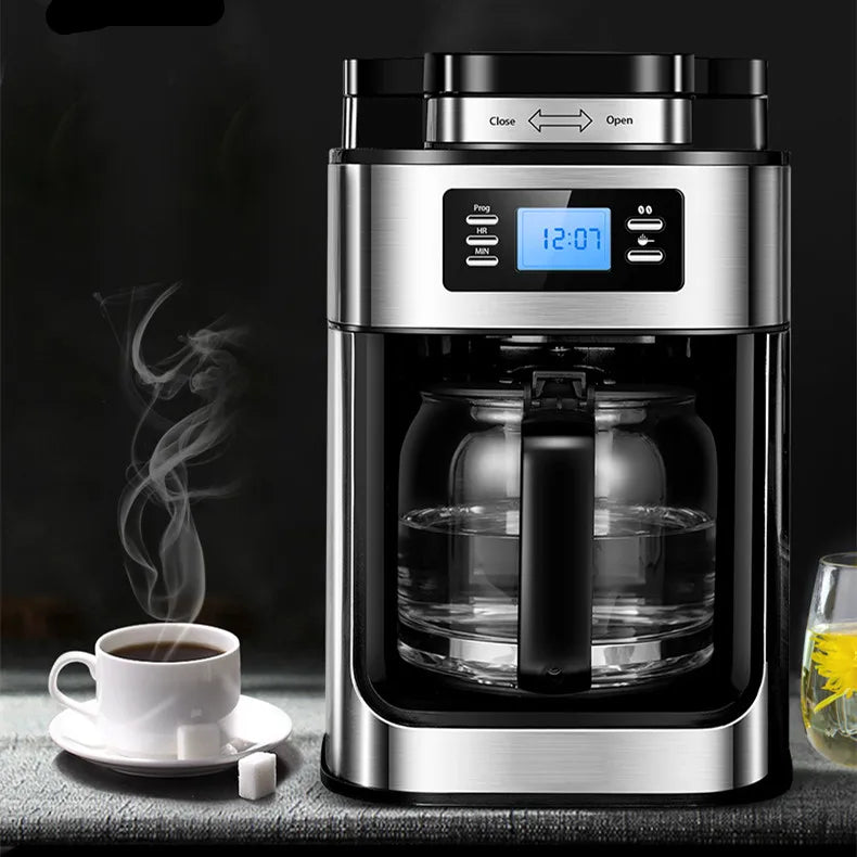 Fully Automatic 2 In1 Coffee Machine Maker Espresso Coffee Machine Drip Coffee Electric Bean Grinder with LED-Display Automatic
