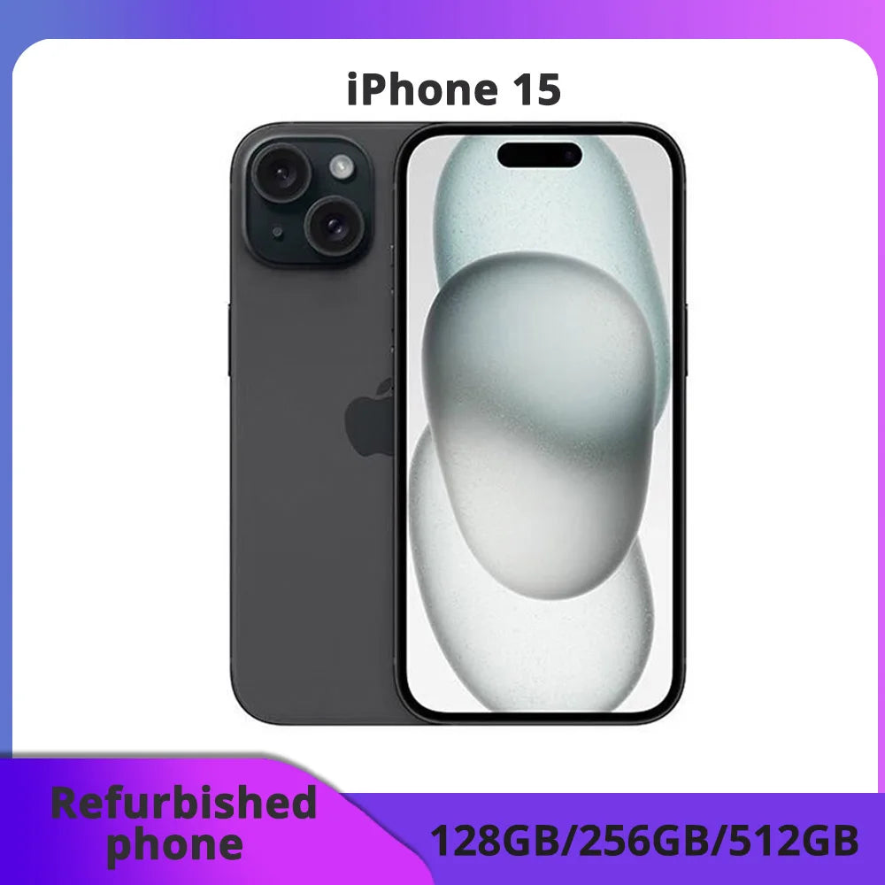 Refurborne phone Apple iPhone 15 128/GB ROM 6.1 'Original Super Retina OLED 6GB RAM Face ID Mobile Phone excellent condition