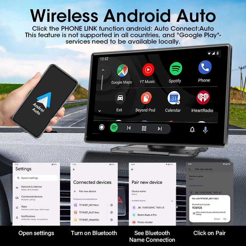 JMCQ 7/10 inch Carplay Car Smart Screen multimedia Video player Wireless Carplay Android Auto Car Radio for Apple Android Stereo