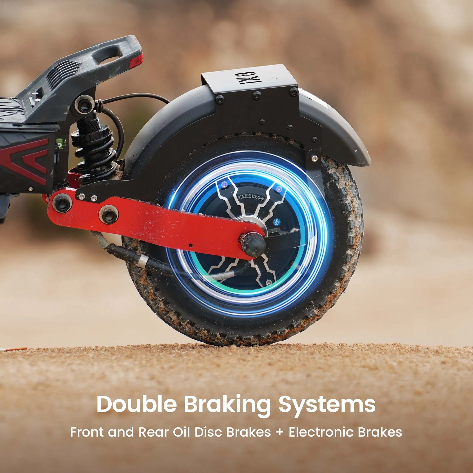 iScooter iX8 12" Folding Off-Road Electric Scooter - 1200W*2 Dual Motor, 48V 20Ah, 60km/h, Dual Suspension, Hydraulic Disc Brake
