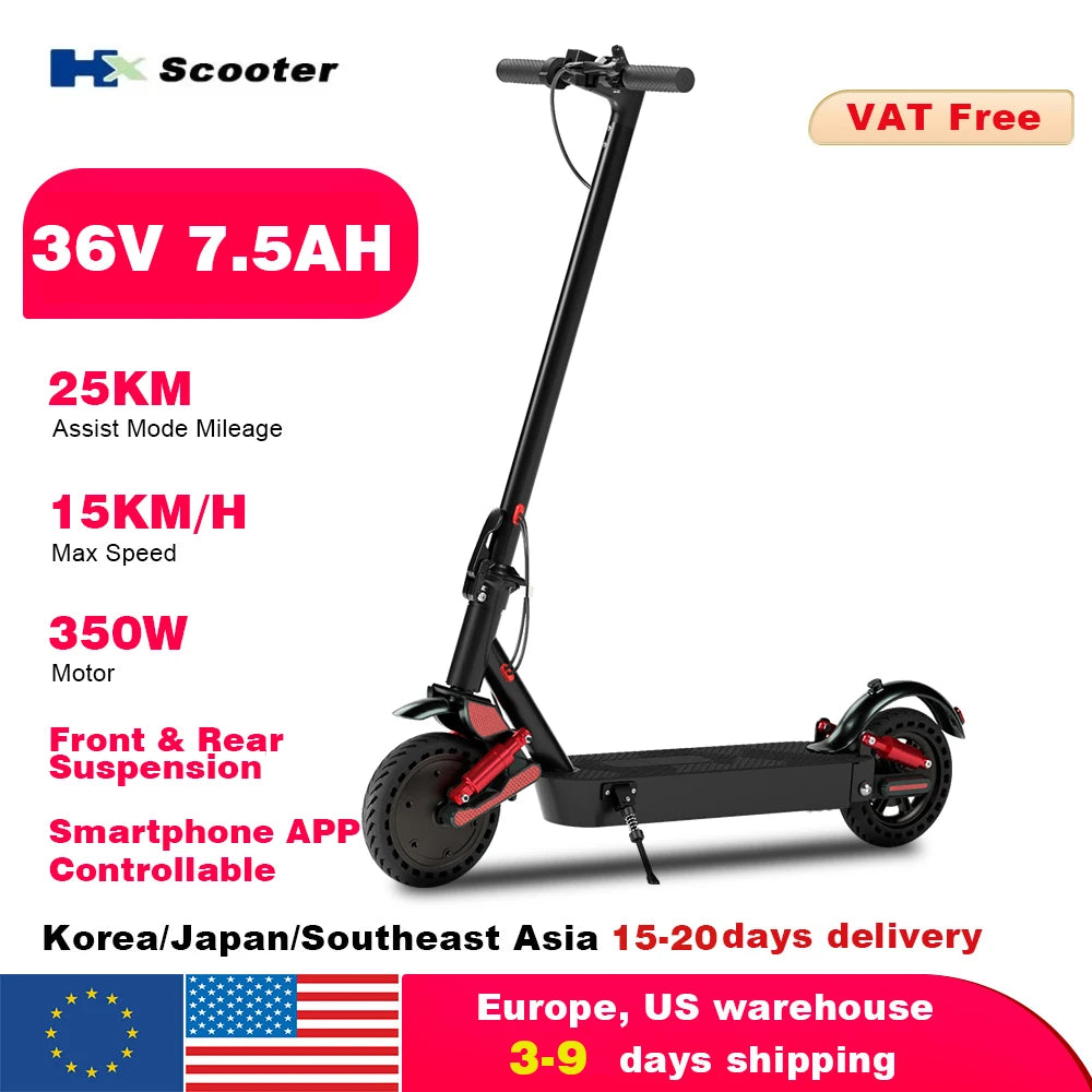 HX D06 electric scooter 500W 36V 25AH Shock absorbing Electric kick scooters foldable E Scooter 8.5inch APP Smart adult escooter