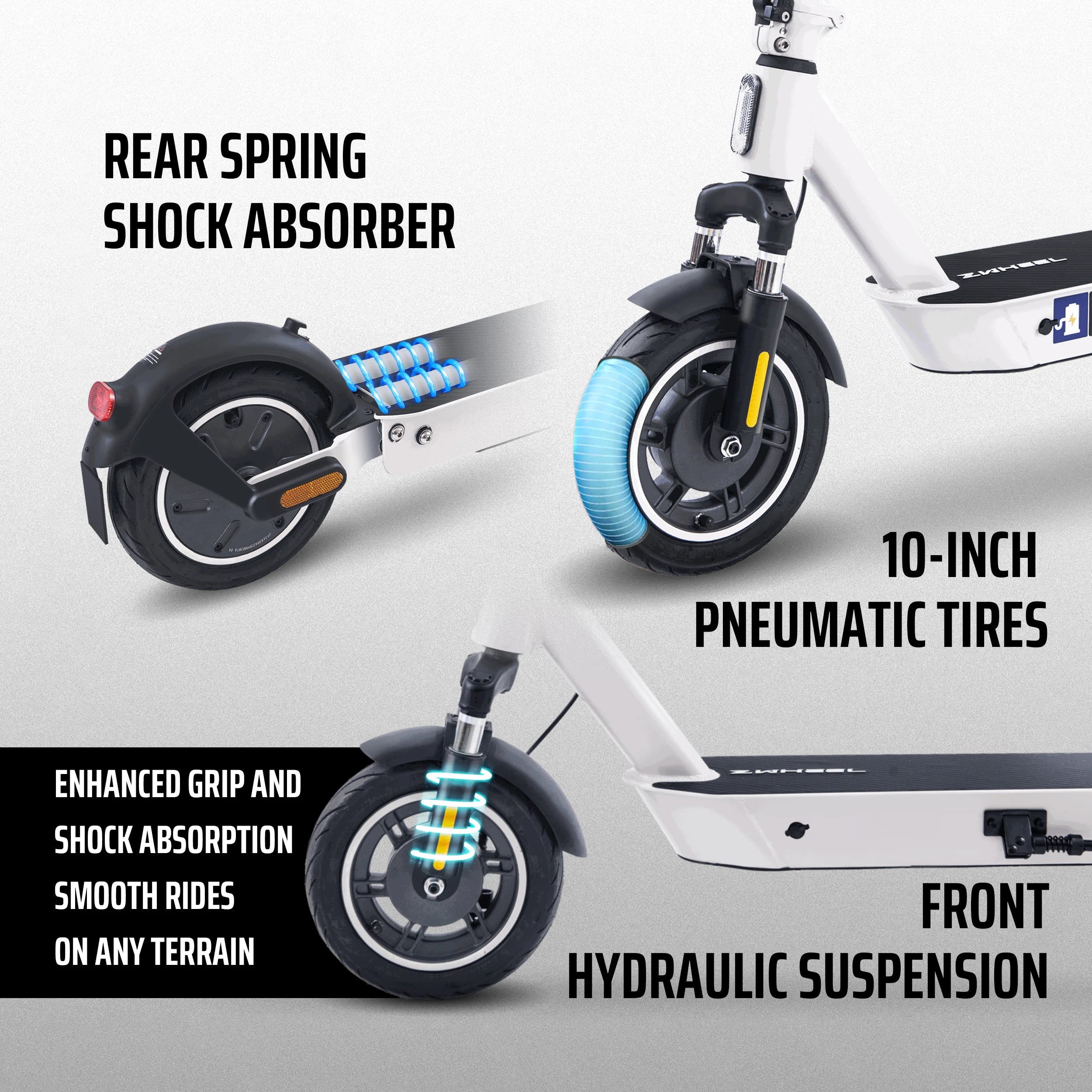 ZWHEEL ZFox Max Electric Scooter 50Km Long Range 800W Max Motor 10 Inch Tires 15Ah Battery Colorful Foldable Adult E-Scooter