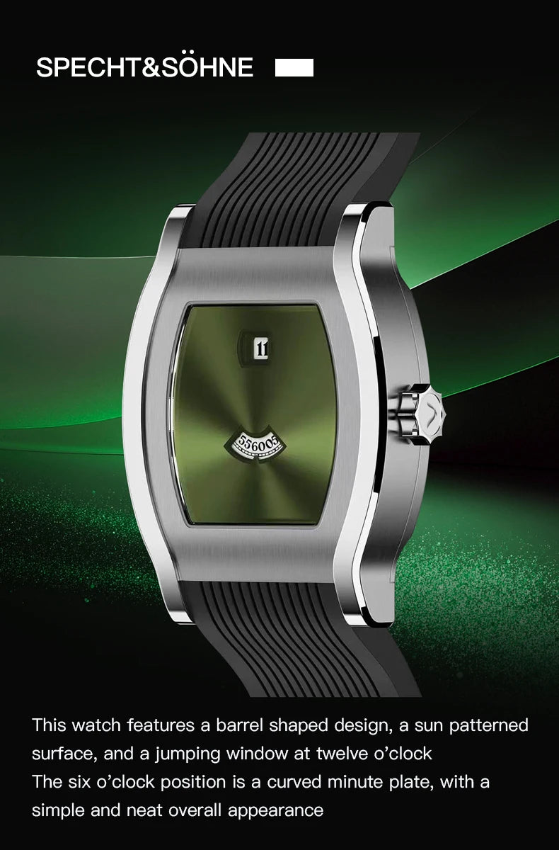 Luxury New Specht & Söhne Jump Hour Automatic Mechanical Men Watch Sapphire Crystal Stainless Steel Wristwatch Reloj Hombre ﻿