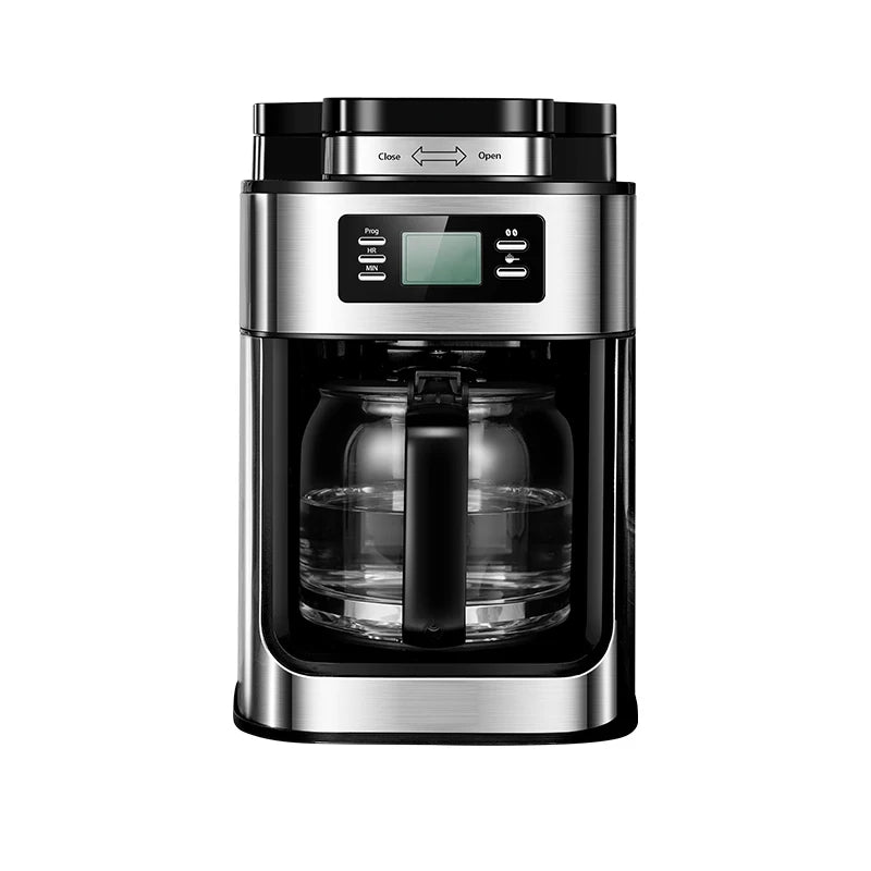 Fully Automatic 2 In1 Coffee Machine Maker Espresso Coffee Machine Drip Coffee Electric Bean Grinder with LED-Display Automatic