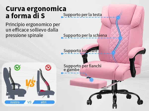 Gaming Chair Massage Office Chair Ergonomic with Heating and 7 Vibration Points Footrest, 200KG Load Capacity Executive Chair
